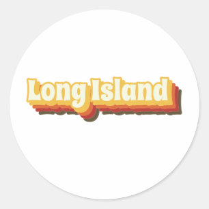 Sticker Rond Texte Vintage rétro de Long Island