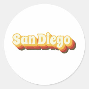 Sticker Rond Texte Vintage San Diego Retro