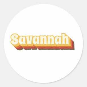 Sticker Rond Texte Vintage Savannah Retro