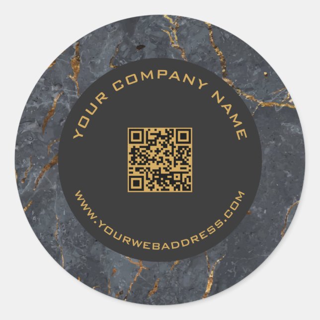 Sticker Rond Texture de luxe en marbre noir et or (Devant)