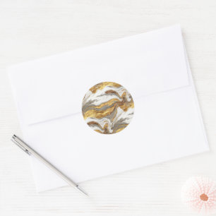 Sticker Rond Texture de marbre gris abstrait avec or fluide
