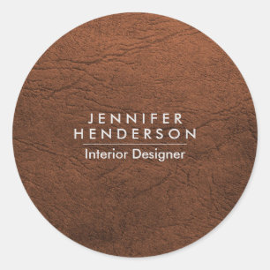 Sticker Rond Texture en cuir Brown