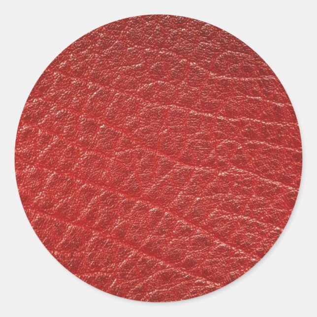 Sticker Rond Texture en cuir rouge illustrative (Devant)