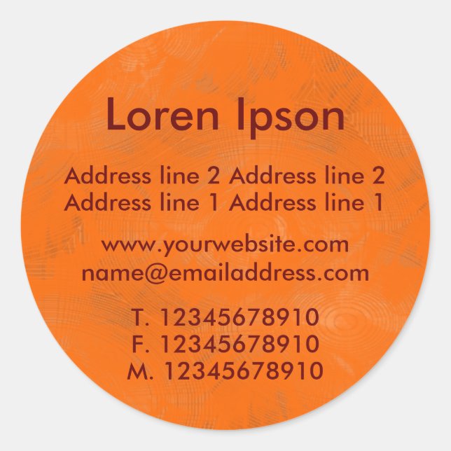 Sticker Rond Textured Orange Business / Profile (Devant)
