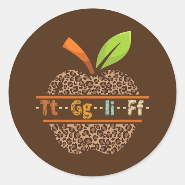 Sticker Rond TGIF Leopard Apple School Teache (Devant)