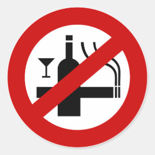 Sticker Rond ⚠ thaïlandais de signe de ⚠ non-fumeurs d'alc