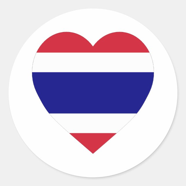Sticker Rond Thailande - Coeur du drapeau (Devant)
