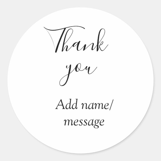 Sticker Rond Thank you add name message simple stylish calligra (Devant)