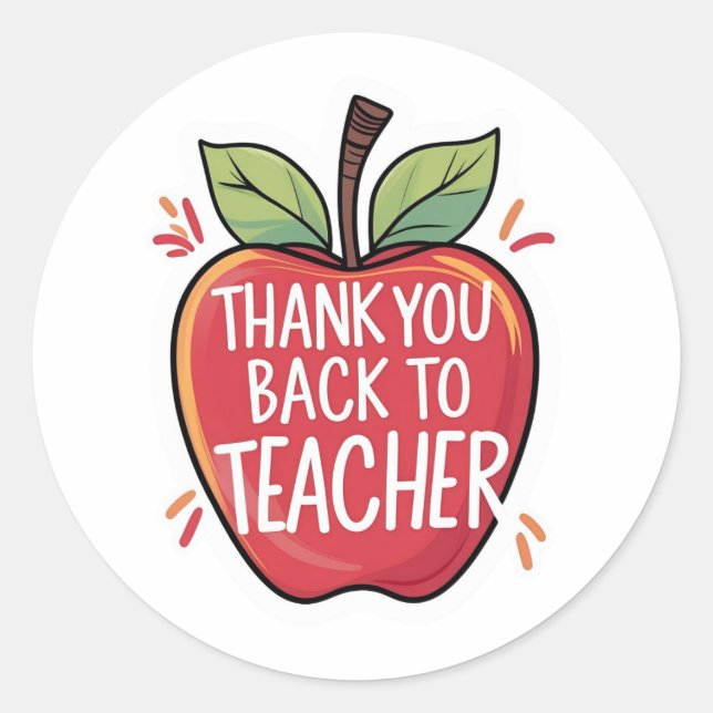 Sticker Rond Thank You Back to School Teacher Apple  (Devant)