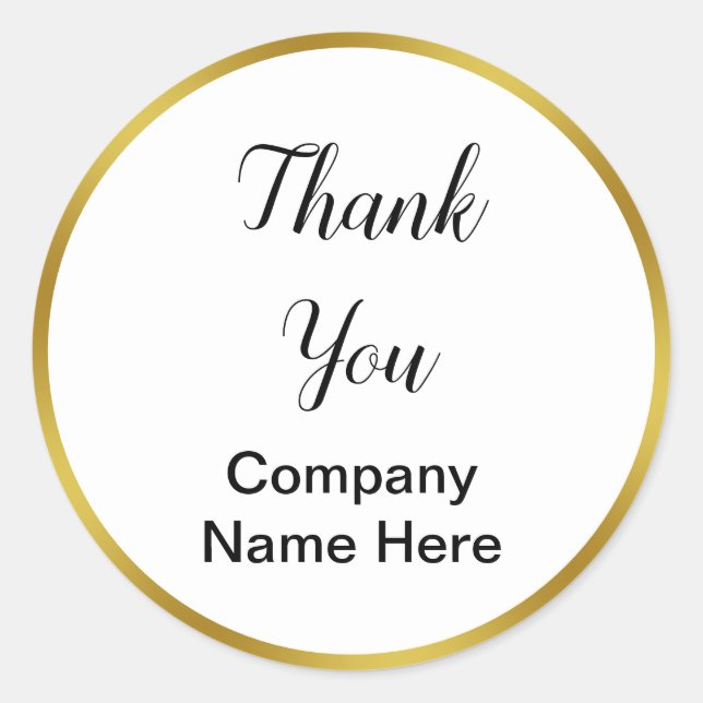 Sticker Rond Thank You Black Script Business Name Template (Devant)
