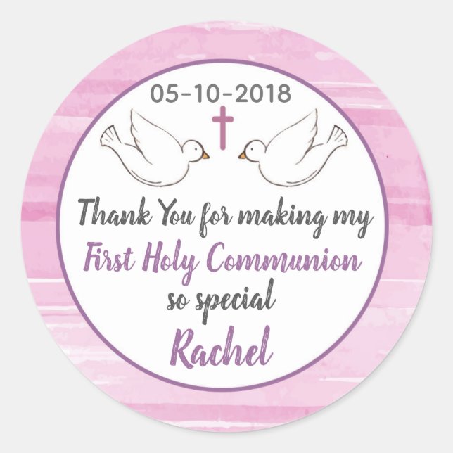 Sticker Rond Thank you for making my First Holy Communion (Devant)
