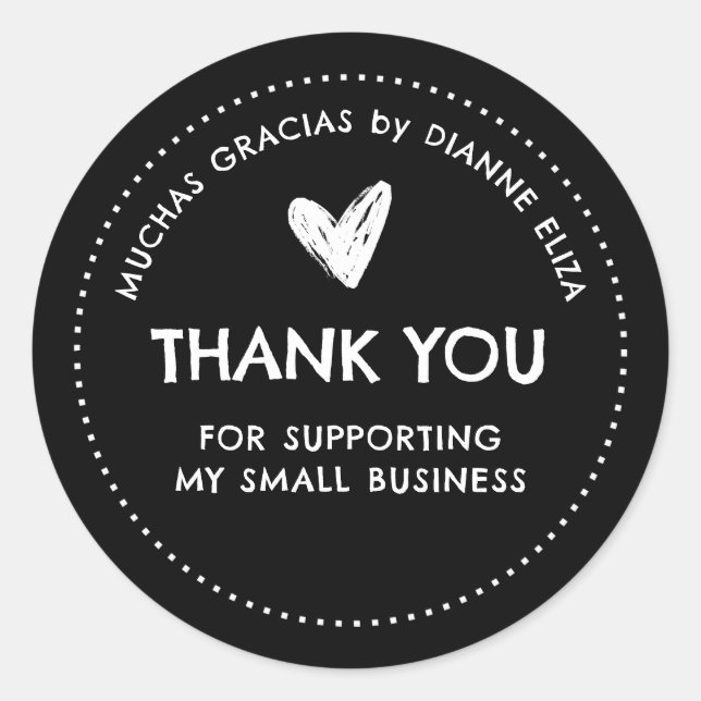 Sticker Rond Thank You For Supporting My Small Business (Devant)
