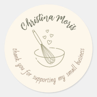 Sticker Rond Thank You For Supporting my Small Vegan Bakery