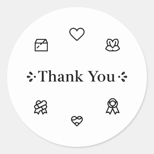 Sticker Rond Thank You Line Art (Devant)