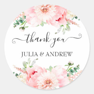Sticker Rond "Thank you !" propre à un client, floral, beau