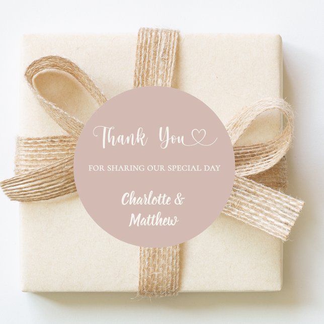 Sticker Rond Thank you sharing our day taupe ivory wedding (Créateur téléchargé)