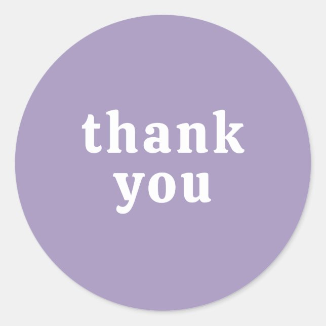 Sticker Rond Thank You Simple Retro Font Wedding Pretty Purple (Devant)