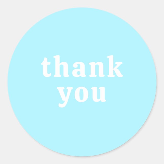 Sticker Rond Thank You Simple Retro Font Wedding Turquoise (Devant)