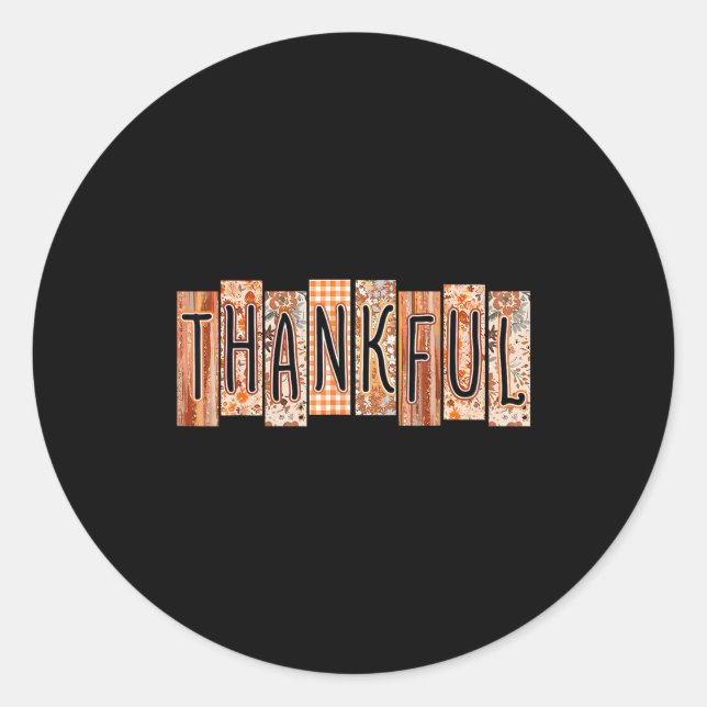 Sticker Rond Thankful Coquette Bow Floral Cute Thanksgiving Aut (Devant)