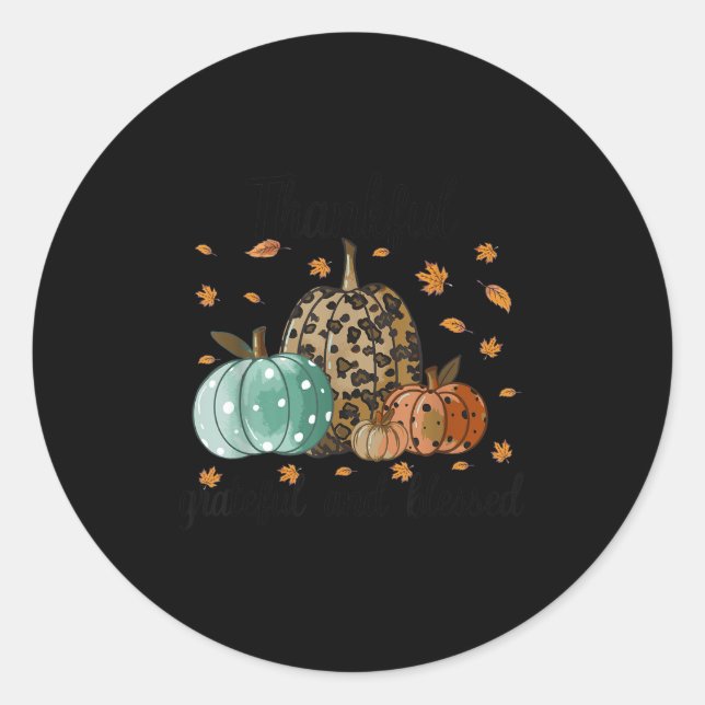 Sticker Rond Thankful Grateful Blessed Shirt For Women Funny Ch (Devant)