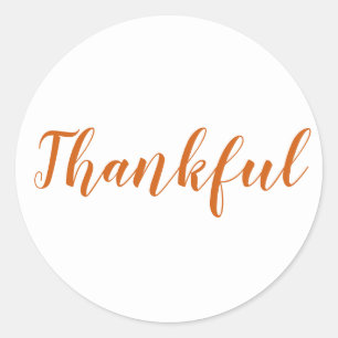 Sticker Rond Thankful orange épice script moderne thansgiving