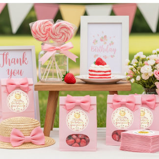 Sticker Rond Thanks for Helping Me Grow Garden party Strawberry