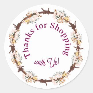 Sticker Rond Thanks for Shopping with Us!