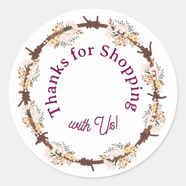 Sticker Rond Thanks for Shopping with Us! (Devant)