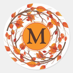 Sticker Rond Thanksgiving Automne Feuillage de feuillage de l'a