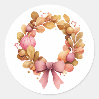 Sticker rond Thanksgiving avec couronne d'automne
