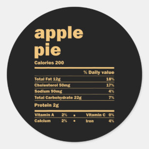 Sticker Rond Thanksgiving Christmas Pomme tarte Faits nutrition