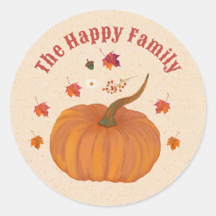 Sticker Rond Thanksgiving citrouilles chute feuillage personnal