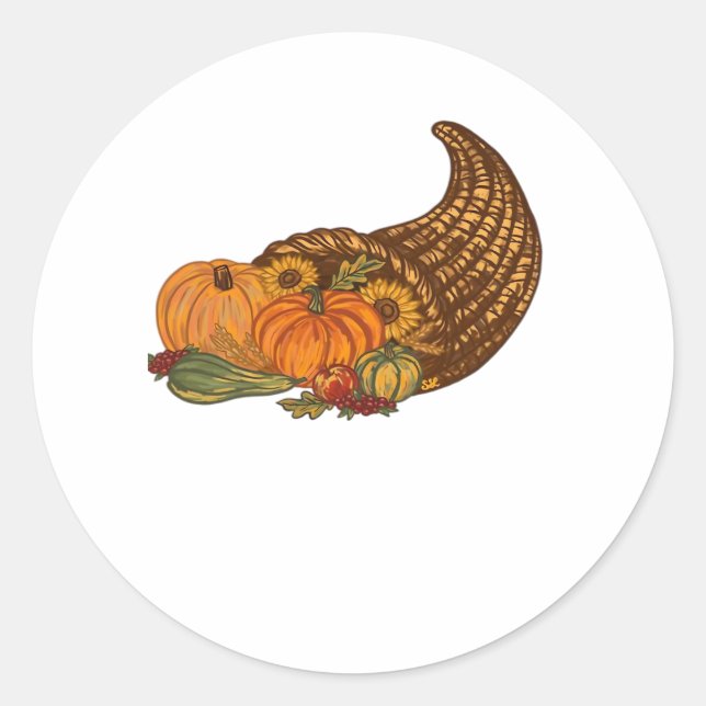 Sticker Rond Thanksgiving Cornucopia Classic T-Shirt (Devant)