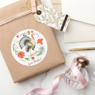 Sticker Rond Thanksgiving de la Turquie rustique