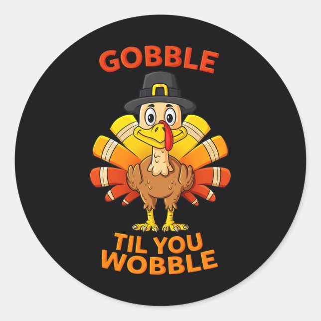 Sticker Rond Thanksgiving Gobble Jusqu'à ce que vous tourbillon (Devant)