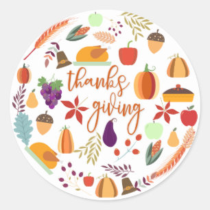 Sticker Rond Thanksgiving Holiday Fun