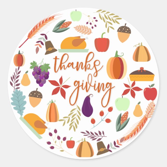 Sticker Rond Thanksgiving Holiday Fun (Devant)