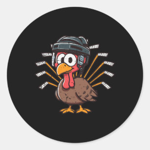 Sticker Rond Thanksgiving Ice Hockey Turquie Jour Sport Hommes