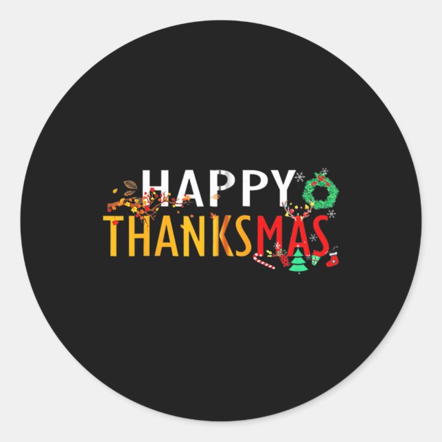 Sticker Rond Thanksgiving Noël Joyeux Thanksmas 2023 (Devant)