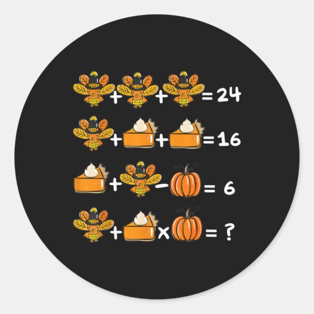 Sticker Rond Thanksgiving Order Of Operations Math Teacher Quiz (Devant)