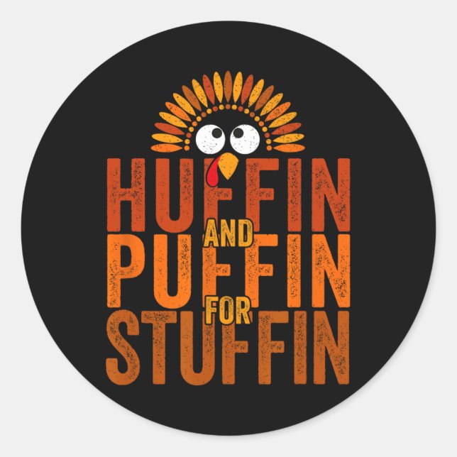 Sticker Rond Thanksgiving Run Turkey Trot - Huffin et Puffin f (Devant)