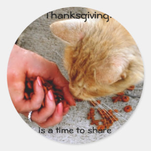 Sticker Rond Thanksgiving Sharing avec Animaux