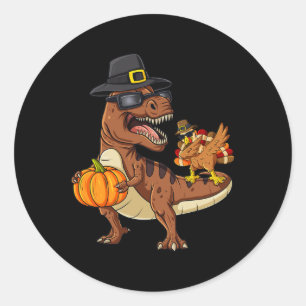 Sticker Rond Thanksgiving T Rex Dabbing Turquie Fun Boys Girls 