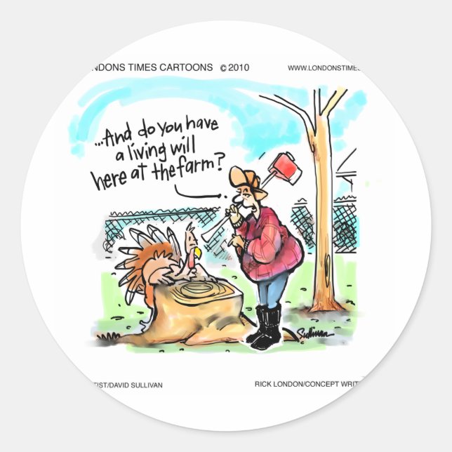 Sticker Rond Thanksgiving Turkey Living Will Drôle Cadeaux & Ca (Devant)