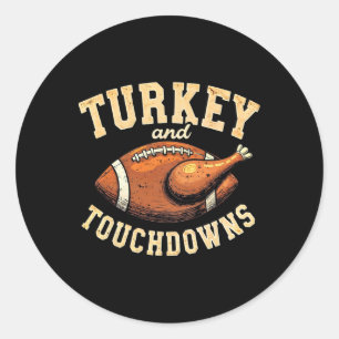 Sticker Rond Thanksgiving Turquie Et Touchdowns Football Hommes