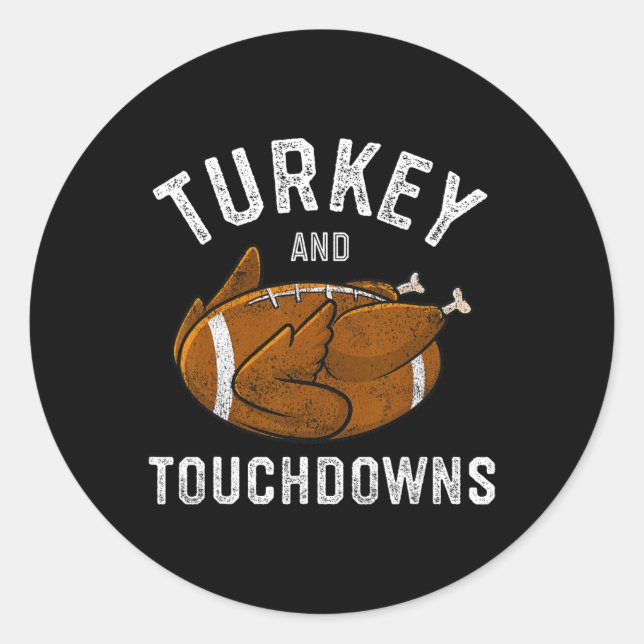Sticker Rond Thanksgiving Turquie Et Touchdowns Football Hommes (Devant)