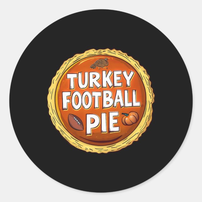 Sticker Rond Thanksgiving Turquie Football Citrouille Pie Food  (Devant)