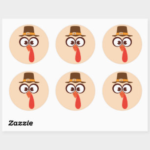 Sticker Rond Thanksgiving Turquie mignon Drôle Silencieux Caric