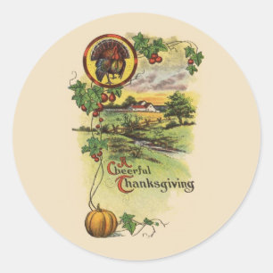 Sticker Rond Thanksgiving vintage