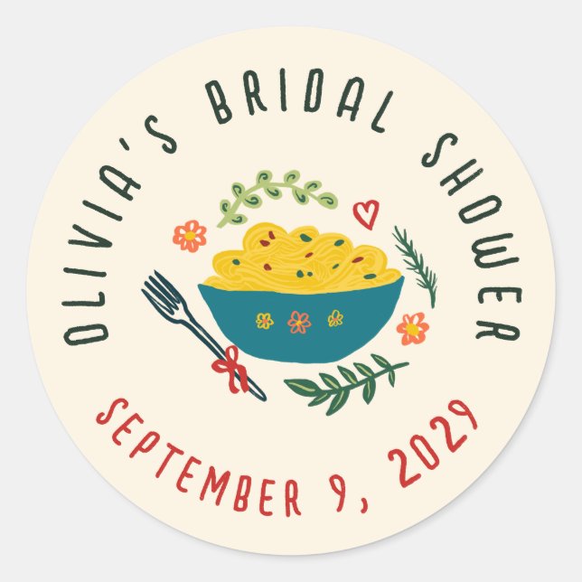 Sticker Rond That's Amore Italian Food CUSTOM Bridal Shower (Devant)